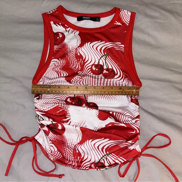 Jaded London Cherry Swirl Print Ruched Side Tank Top, 2/XS, Urban Outfitters - Picture 7 of 12